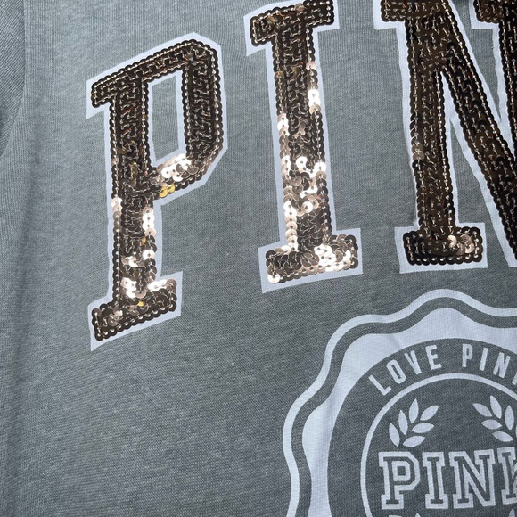 PINK Victoria's Secret Women's Gray Bling Hooded Pullover Sweatshirt - Picture 6 of 12